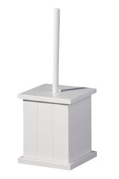 Orsina White Wooden Toilet Brush Holder, Sturdy Loo Brush & Holder Set, Durable Pine Wood, Bathroom Cleaning Accessory
