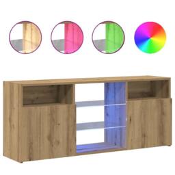 Berkfield Home TV Cabinet with LED Lights Artisian Oak 120x30x50 cm Engineered Wood in Brown - Size: 120 x 30 x 50 cm - thumbnail 1