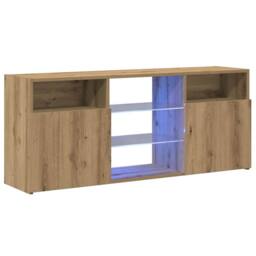 Berkfield Home TV Cabinet with LED Lights Artisian Oak 120x30x50 cm Engineered Wood in Brown - Size: 120 x 30 x 50 cm - thumbnail 3