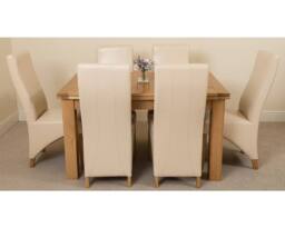 Thats Furniture Richmond 140-220cm Oak Extending Dining Table & 6 Lola Leather Chairs in Cream - thumbnail 2