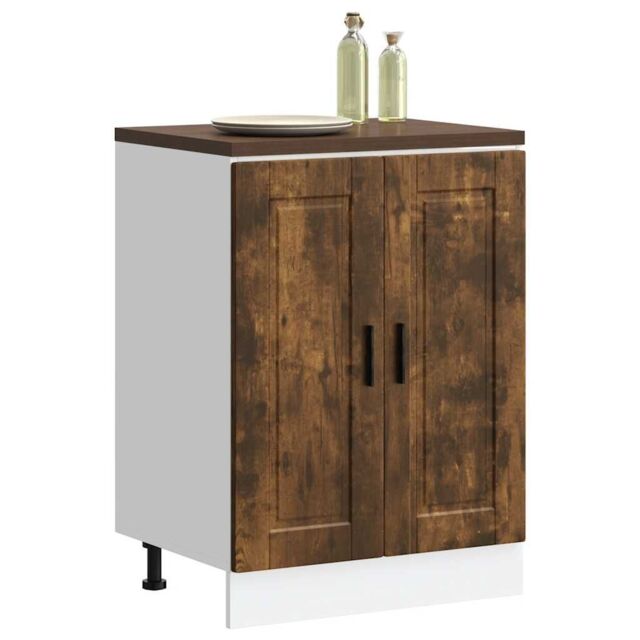 Berkfield Home Kitchen Base Cabinet¬†Porto Smoked Oak Engineered Wood in Brown - image 1