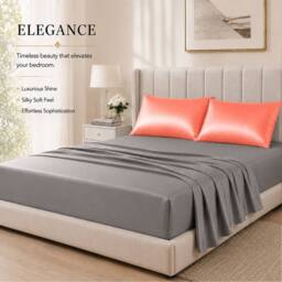 Grace Super Soft Pillow Cases 2 Pack Satin Silk Envelope Closure in Coral - Size: Standard Pillow Case - thumbnail 7