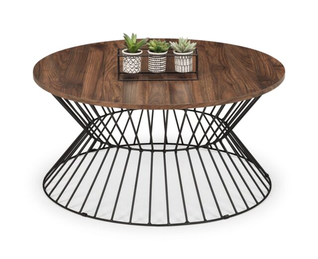 netfurniture Manhattan Round Wire Coffee Table - Walnut