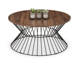 netfurniture Manhattan Round Wire Coffee Table - Walnut