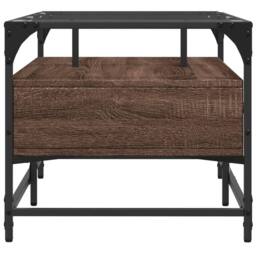 Berkfield Home Coffee Table with Glass Top Brown Oak 98.5x50x45 cm Steel - thumbnail 5