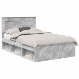 Berkfield Home Bed Frame with Headboard Concerte 120 x 200 cm Solid Pine Wood in Grey - thumbnail 2