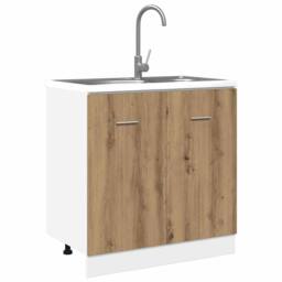 Berkfield Home Sink Bottom Cabinet Lyon Artisan Oak 80x46x81.5 cm Engineered Wood in Brown - thumbnail 3