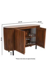IH Design Carney Mango Wood Slatted Large 2 Doors Sideboard -Walnut in Brown - thumbnail 5