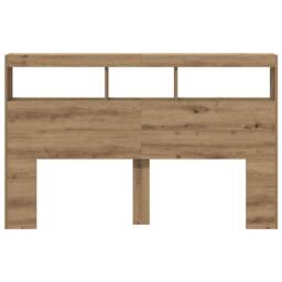 Berkfield Home Headboard Cabinet with LED Artisan Oak 160x17x102 cm in Brown - Size: 160 x 17 x 102 cm - thumbnail 7