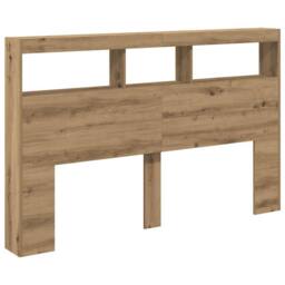 Berkfield Home Headboard Cabinet with LED Artisan Oak 160x17x102 cm in Brown - Size: 160 x 17 x 102 cm - thumbnail 6