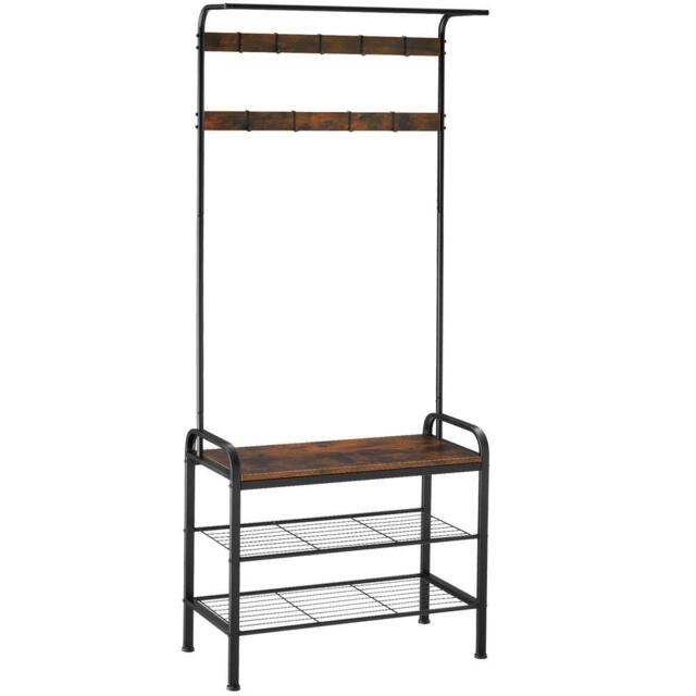 tectake Coat & Shoe Rack Wichita in Dark Brown - Size: 73.5 cm - image 1