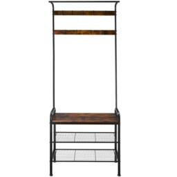 tectake Coat & Shoe Rack Wichita in Dark Brown - Size: 73.5 cm - thumbnail 2