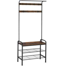 tectake Coat & Shoe Rack Wichita in Dark Brown - Size: 73.5 cm - thumbnail 1