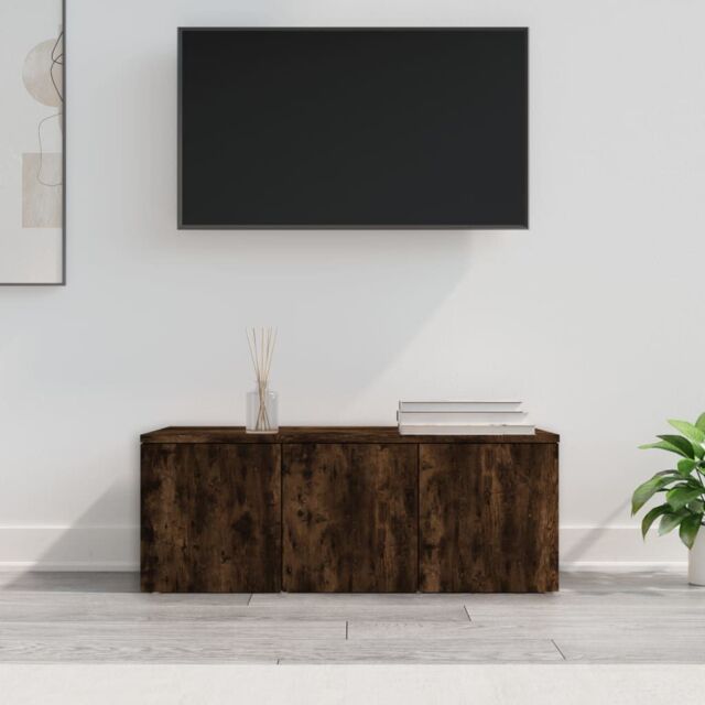 Berkfield Home TV Cabinet Smoked Oak 80x34x30 cm Engineered Wood in Brown - Size: 80 x 34 x 30 cm - image 1
