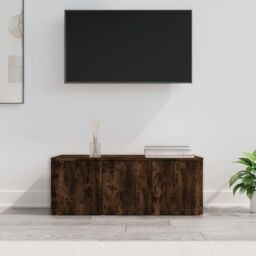 Berkfield Home TV Cabinet Smoked Oak 80x34x30 cm Engineered Wood in Brown - Size: 80 x 34 x 30 cm - thumbnail 1