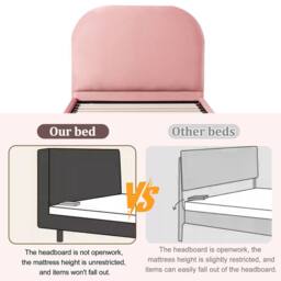 Merax Single Upholstered Ottoman Storage Bed Frame with Rounded Headboard in Pink - thumbnail 6