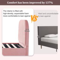 Merax Single Upholstered Ottoman Storage Bed Frame with Rounded Headboard in Pink - thumbnail 8