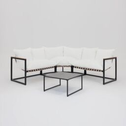 Home Detail Marbella Black Garden Corner Set with Ivory Cushions - thumbnail 5