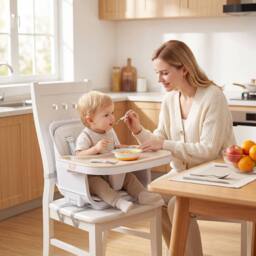 CASART 4-in-1 Convertible Baby Chair w/ Detachable & Adjustable Tray Footrest in Beige - thumbnail 3