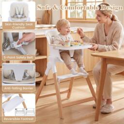 CASART 4-in-1 Convertible Baby Chair w/ Detachable & Adjustable Tray Footrest in Beige - thumbnail 5
