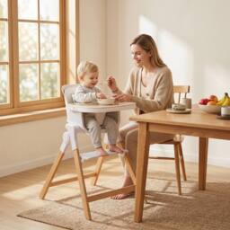 CASART 4-in-1 Convertible Baby Chair w/ Detachable & Adjustable Tray Footrest in Beige - thumbnail 4
