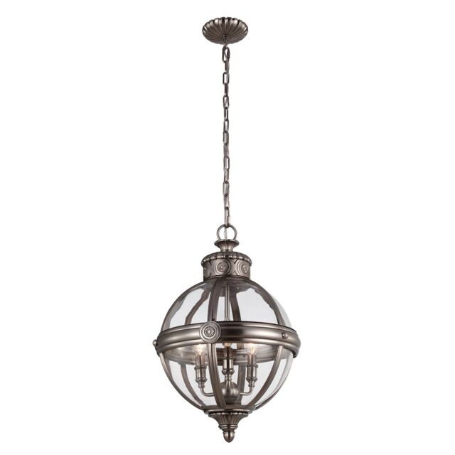 Loops 3 Bulb Chandelier Hanging Pendant LIght Antique Nickel LED E14 60W Bulb in Metallics - image 1