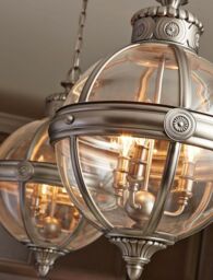 Loops 3 Bulb Chandelier Hanging Pendant LIght Antique Nickel LED E14 60W Bulb in Metallics - thumbnail 2