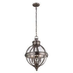Loops 3 Bulb Chandelier Hanging Pendant LIght Antique Nickel LED E14 60W Bulb in Metallics - thumbnail 1