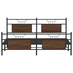 Berkfield Home Metal Bed Frame without Mattress Brown Oak 180x200 cm Super King - thumbnail 6
