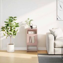 Berkfield Home Bedside Cabinet Pink 36x39x78 cm Cold-rolled Steel - Size: 36 x 39 x 78 cm - thumbnail 4