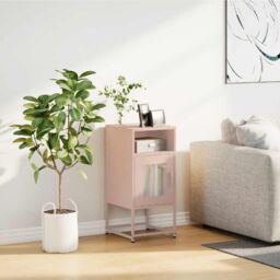 Berkfield Home Bedside Cabinet Pink 36x39x78 cm Cold-rolled Steel - Size: 36 x 39 x 78 cm - thumbnail 3