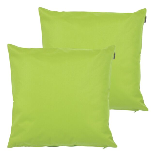 icon Indoor Outdoor Cushion Set of 2 Slate Grey Water Resistant Cushions in Light Green - Size: 43 cm x 43 cm - image 1