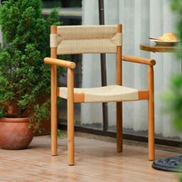 Nordlys Set of 2 Indoor Outdoor Chairs in Solid Acacia Wood & Rope in Brown - thumbnail 2