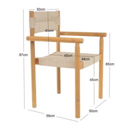 Nordlys Set of 2 Indoor Outdoor Chairs in Solid Acacia Wood & Rope in Brown - thumbnail 5
