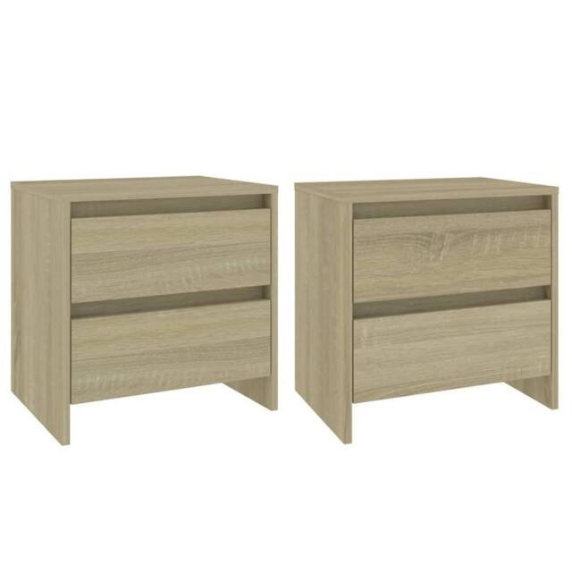 Berkfield Home Bedside Cabinets 2 pcs Sonoma Oak 45x34.5x44.5 cm Engineered Wood in Light Tan - image 1