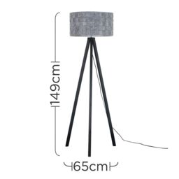 ValueLights Barbro Black Wood Tripod Floor Lamp with Felt Shade - thumbnail 7