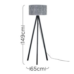 ValueLights Barbro Black Wood Tripod Floor Lamp with Felt Shade - thumbnail 5