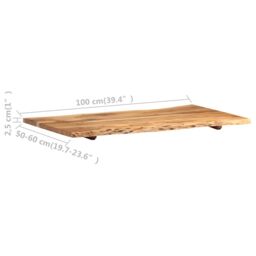 Berkfield Home Table Top Solid Acacia Wood 100x(50-60)x2.5 cm in Brown - thumbnail 4