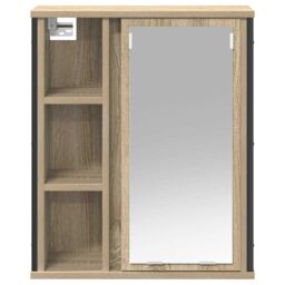 Berkfield Home Bathroom Wall Cabinet with Mirror Sonoma Oak 50x21x60 cm in Brown - Size: 50 x 21 x 60 cm - thumbnail 6