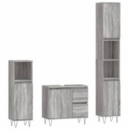 Berkfield Home 3 Piece Bathroom Furniture Set Grey Sonoma Engineered Wood