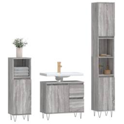Berkfield Home 3 Piece Bathroom Furniture Set Grey Sonoma Engineered Wood - thumbnail 3