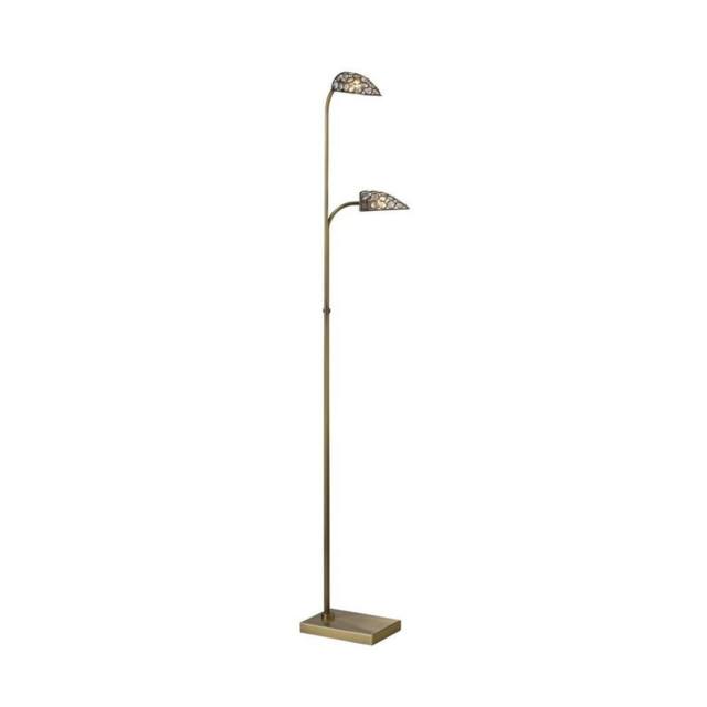 Netlighting Ashton Floor Lamp 2 Light Antique Brass Crystal in Bronze - image 1