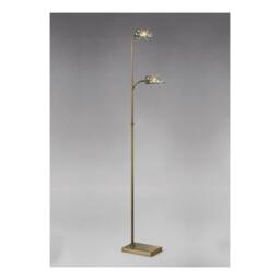 Netlighting Ashton Floor Lamp 2 Light Antique Brass Crystal in Bronze - thumbnail 2