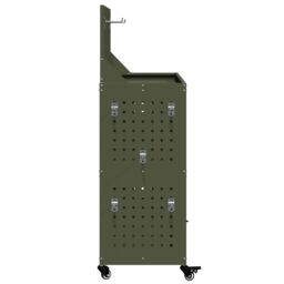 Berkfield Home Tool Trolley Olive green 65 x 35 x 111 cm Powder-coated steel - thumbnail 6