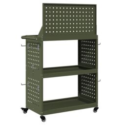 Berkfield Home Tool Trolley Olive green 65 x 35 x 111 cm Powder-coated steel - thumbnail 7