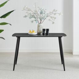 FurnitureboxUK Asti Grey Marble Ceramic Top Dining Table & 4 Black Asti Chairs in Cream - Size: 4 Person - thumbnail 3