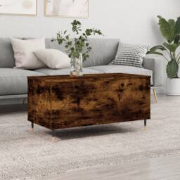 Berkfield Home Coffee Table Smoked Oak 90x44.5x45 cm Engineered Wood in Brown - thumbnail 2