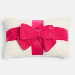 OHS Bow Wrapped Boucle Throw Pillow Scatter Cushion in Cream - thumbnail 3