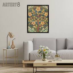 "Artery8 Rose Wreath Embroidery Pattern Framed Canvas Wall Art Print Morris - Size: W18"" x H24""" - thumbnail 3