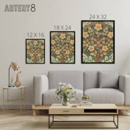 "Artery8 Rose Wreath Embroidery Pattern Framed Canvas Wall Art Print Morris - Size: W18"" x H24""" - thumbnail 4